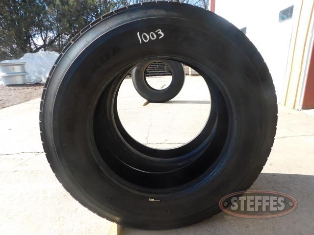 (2) 285/75R24.5 drive tires, used